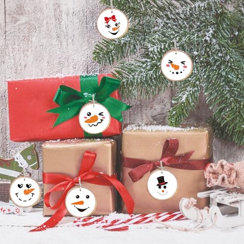 60pcs Snowman Face Stickers - Cute Christmas Decorations for Crafts