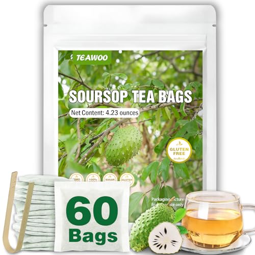 TEAWOO Soursop Tea Bags - 60 Packs, 100% Natural Herbal Tea
