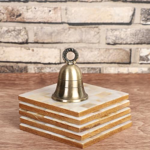 Indian Brass Jingle Bells for Home Decor Crafting & Door Decorations - 4 Plain