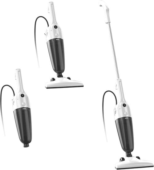 FUNCCUBE Corded Stick Vacuum Cleaner - High Power Suction for Pet Hair & Carpets | Lightweight & Portable, MC White