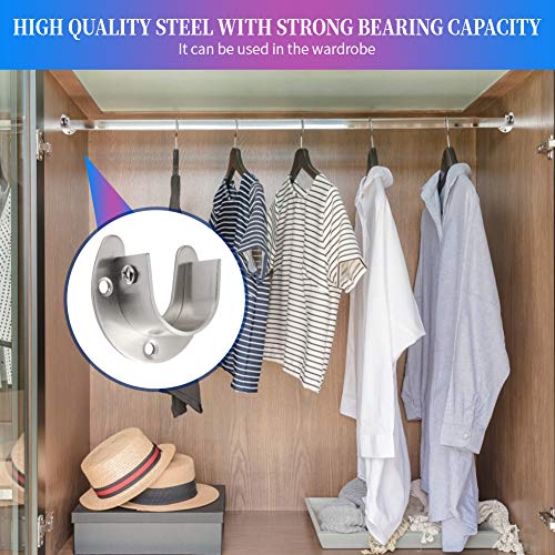 Heavy Duty Closet Rod Holders - 1 1/4 Inch Supports (2 PCS, Silver)
