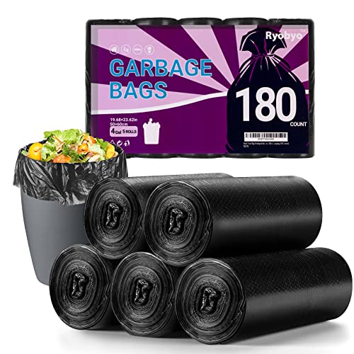 Ryobyo Ultra Thick 4 Gallon Black Trash Bags - 180 Counts