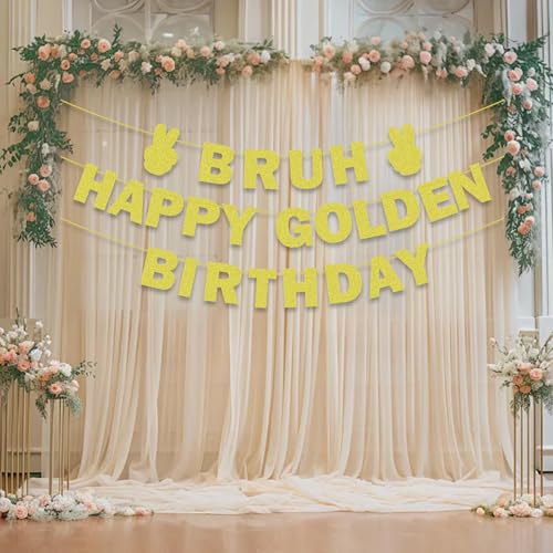 Gold Glitter 'Bruh' Happy Birthday Banner for Women