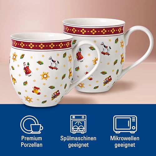 Toy’s Delight Mug Set - 2-Piece Premium Porcelain Coffee Cups, 11.5 oz, White with Toys Pattern (Variation: Mug Set Toys / 11.5 Ounces / White / Coloured)