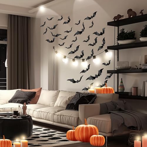 Halloween Bat Wall Decor - 112 PCS Realistic 3D PVC Stickers