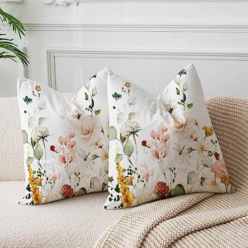 De-Mediocre Floral Velvet Throw Pillow Covers, 18x18 Inch Set of 2