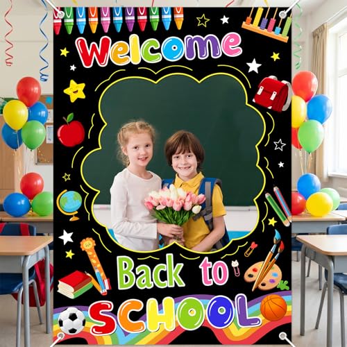 Welcome Back to School Backdrop Banner - 50x70.8 Inch Photo Booth Decoration