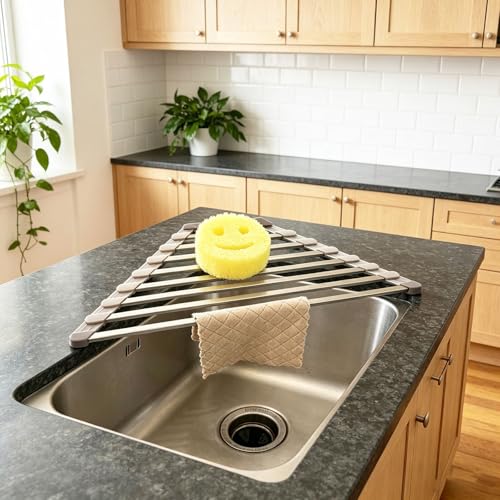 SUS304 Stainless Steel Corner Sink Dish Drying Rack - Space Saver