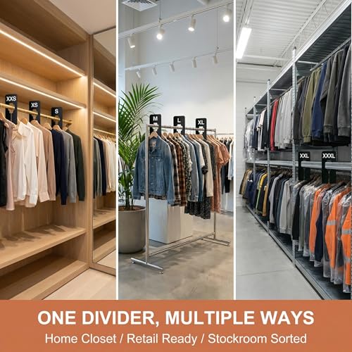 8 Pack Clothing Rack Dividers - Preprinted Size Labels for Organizing Closet
