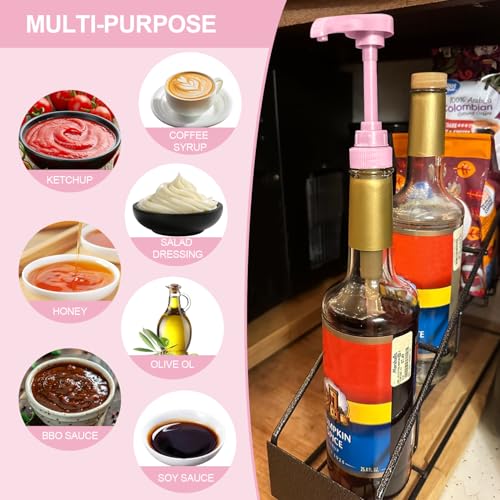 Pink Coffee Syrup Pump Dispenser - 6-Pack for Torani and Skinny Syrups