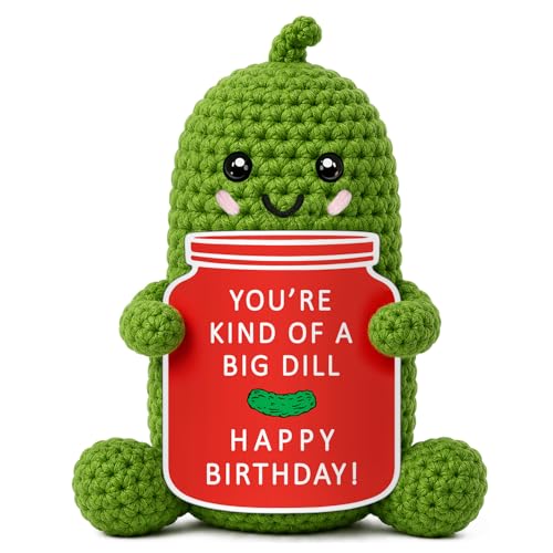 Handmade Crochet Pickle Birthday Gift - Unique Funny Desk Decor