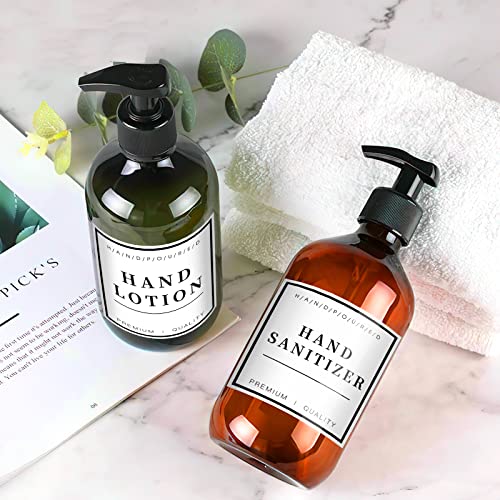 TESWEY 12PCS Waterproof Minimalist Soap Dispenser Labels for Bathroom