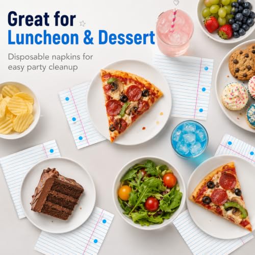 50Pcs Back to School Notebook Paper Napkins - 13x13 Inches