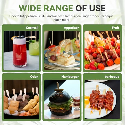 100PCS Wooden Bamboo Cocktail Picks - Decorative Appetizer Skewers