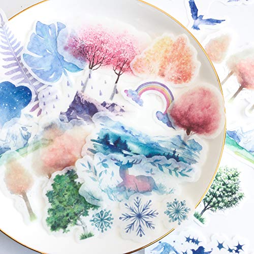 Alideco 60Pcs Forest Cloud Decorative Stickers Set for Journaling and DIY Crafts