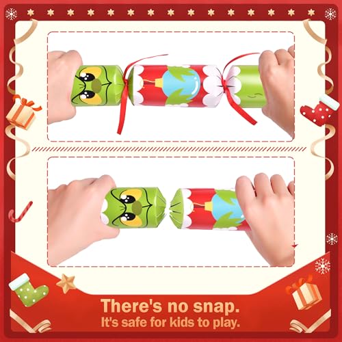 Christmas No Snap Party Favors with Hats and Prizes - 18 Pack