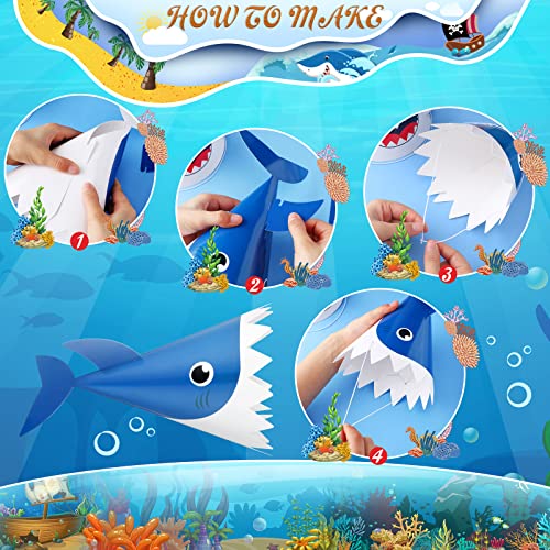Chinco Shark Birthday Party Hats - 12 Pack with Fins & Teeth