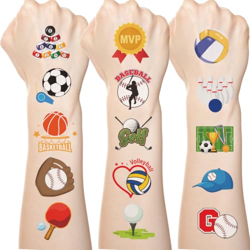 Ceiba Tree 100 Pcs Sports Temporary Tattoos Basketball Soccer Baseball