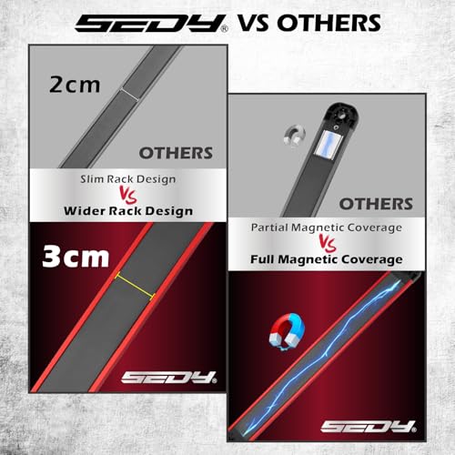SEDY 14-Slot Magnetic Screwdriver & Wrench Organizer - Red