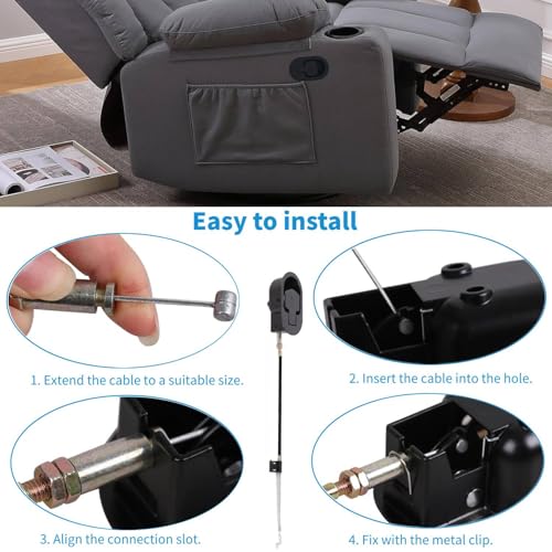 Universal Metal Recliner Replacement Handle with 38" Adjustable Cable