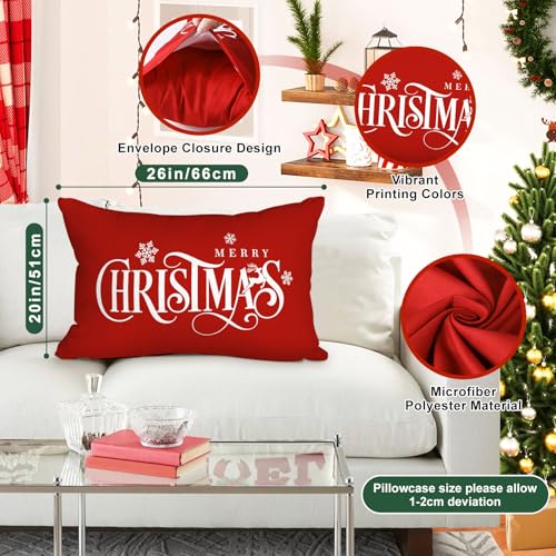 Lanpn 26x20 Inch Christmas Pillowcase Set of 2 Red & White Holiday Decor