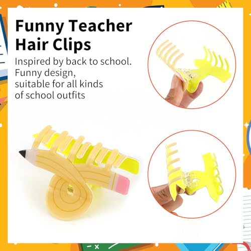 Teacher Pencil Hair Claw Clips 3-Pack Yellow Cute Hair Accessories