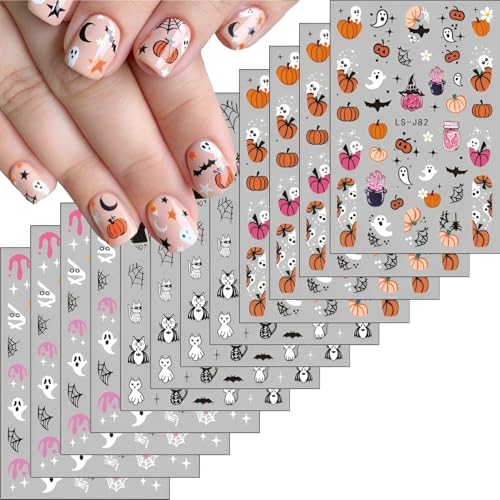 Halloween Nail Art Stickers 12 Sheets 3D Self-Adhesive Decals