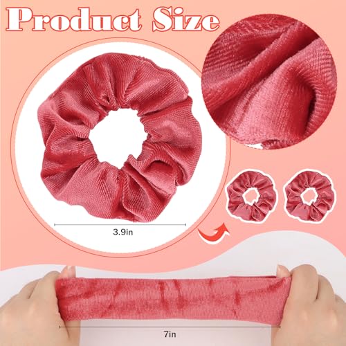 Red Velvet Hair Scrunchies 2-Pack Soft Elastic Ponytail Holders for Women