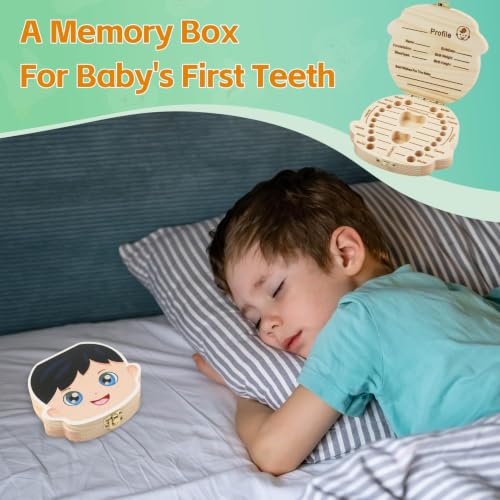 Esmorah Baby Teeth & First Hair Keepsake Box for Boys - First Tooth & Hair Holder