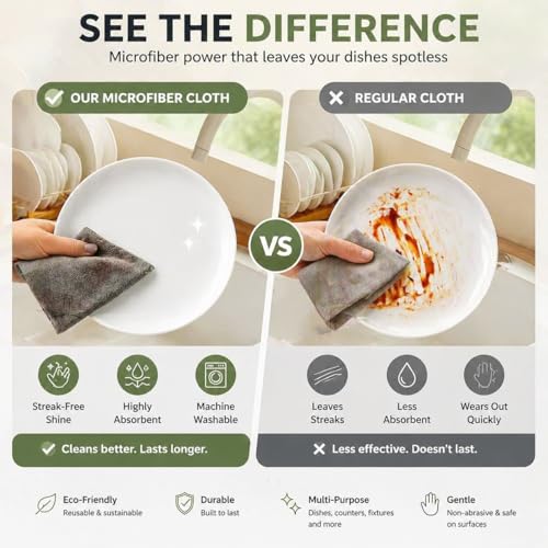 10-Pack Reusable Microfiber Magic Cleaning Cloths - 7.87x9.8in
