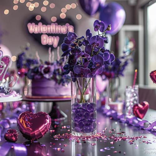 Purple Glass Marbles - 15 oz Flat Gems for Vase Fillers & Decor