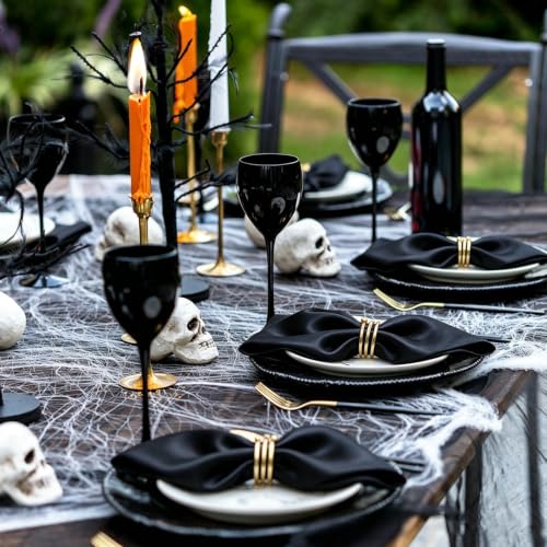 Black Satin Napkins 17x17 Inch Set of 40 - Elegant Table Decor