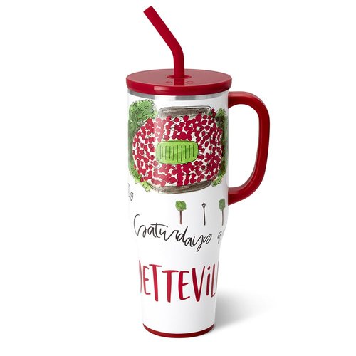 Swig Life 40oz Mega Mug, 40oz Tumbler with Handle and Straw, Extra Large Insulated Tumblers, Cup Holder Friendly Travel Mug (Saturdays In Fayetteville)