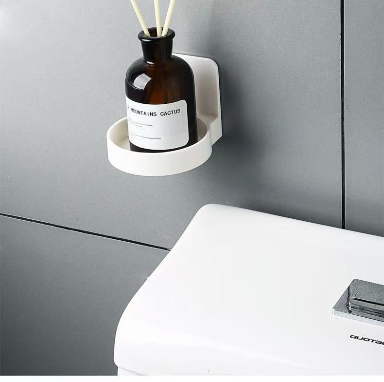 2PCS Adhesive Round Floating Wall Shelves, Drill-Free Storage Racks
