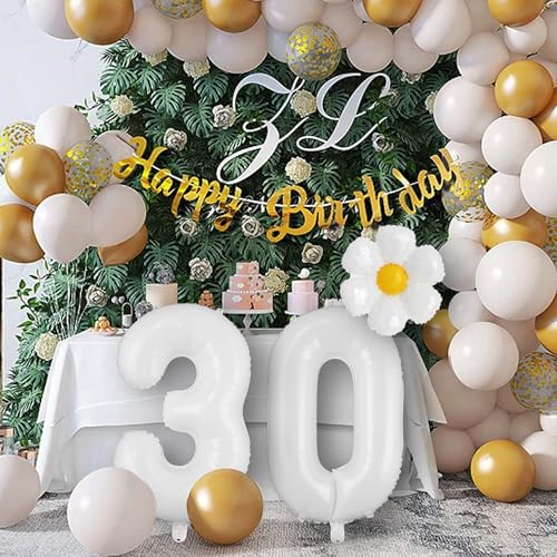 40-Inch White Number 9 Daisy Balloon Set for 9th Birthday Party