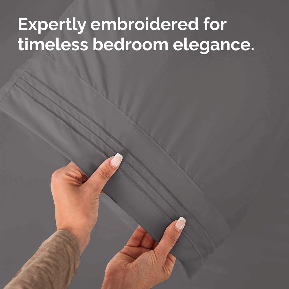 Standard Pillow Cases Set of 4 | Ultra Soft Hotel Quality Covers - Comfy Bedding in Dark Grey