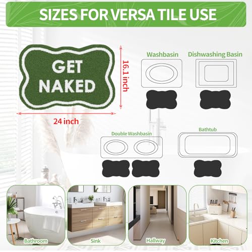 Get Naked Bath Mat - 16" x 24" Ultra-Absorbent Microfiber Rug