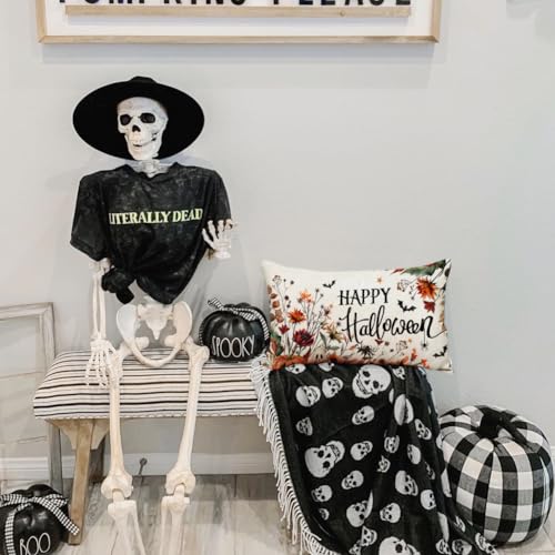 Halloween Pillow Cover 12x20 Inch Pumpkin Ghost Bat Decor