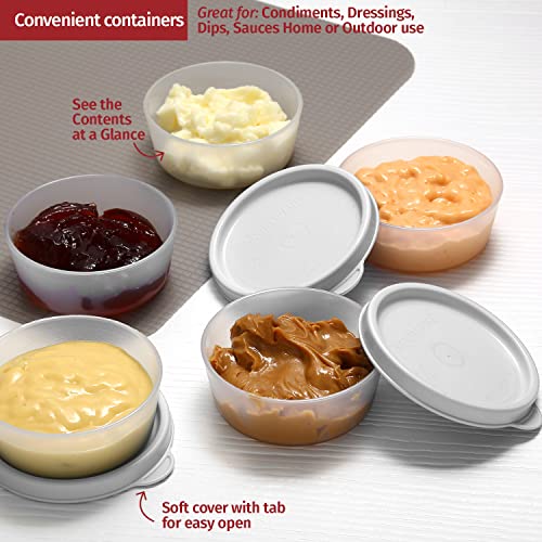 Reusable Plastic Condiment Cups with Lids - 4 Pack, 2.3 oz