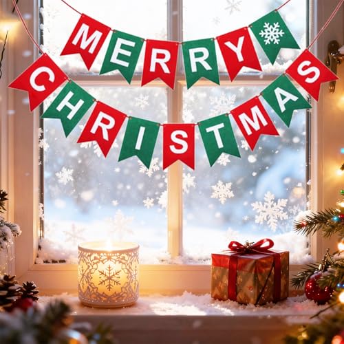 Baisunt Merry Christmas Banner DIY Kit - Burlap Garland for Holiday Decor
