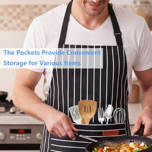 Adjustable Unisex Kitchen Aprons - 2 Pack with Large Pockets