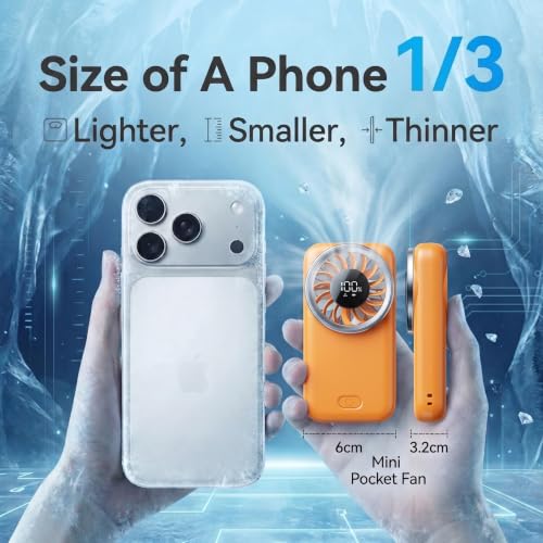 Fanadith Mini Portable Fan with LED Display - 5 Speeds, USB Rechargeable, Handheld Design for Travel & Outdoor Use