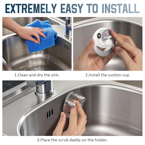 Yoshiky Stainless Steel Smiley Face Sponge Holder - Silver Sink Caddy