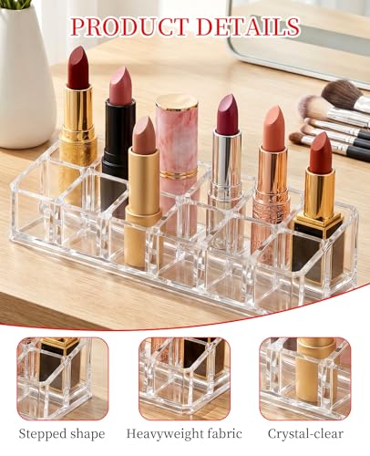 2pcs Lipstick Organizer - Clear Acrylic Holder for Lip Gloss & Perfume