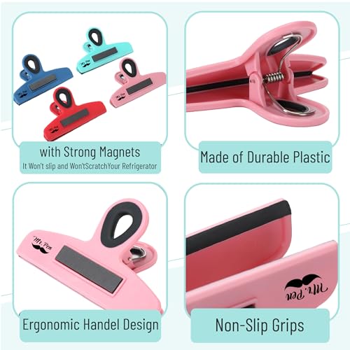 Mr. Pen Magnetic Bag Clips, 5.3-Inch Heavy Duty Chip Clips, 4-Pack Multicolor