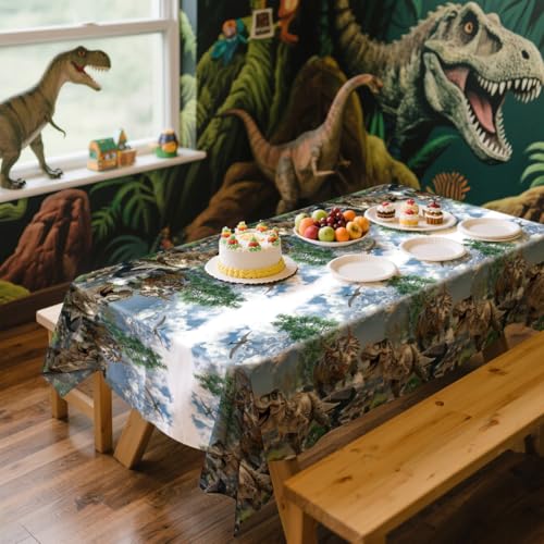 4-Pack Dinosaur Tablecloths for Kids Birthday Party, 52 x 86 Inch