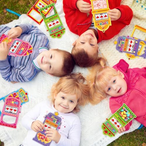 Fancy Land 24Pcs Kids Valentine's Day Slot Machine Cards with Treat Bags