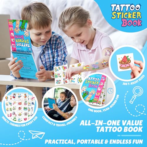 Partywind Glow & Glitter Temporary Tattoos Book for Kids - 192 Styles
