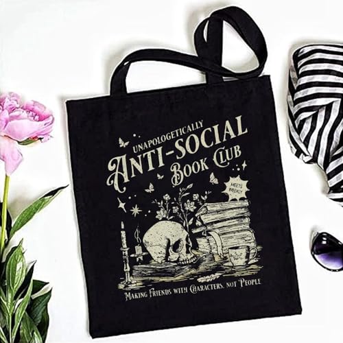 Kimoli Book Lovers Canvas Tote Bag - Cute Book Club Gift for Readers Women