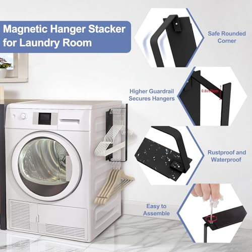 FODIENS Magnetic Hanger Holder for Laundry Room, Heavy-Duty Black Rack